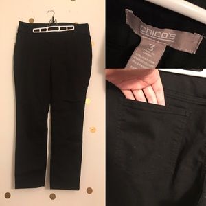 Chico’s Size 3 Black stretch Jegging back pockets
